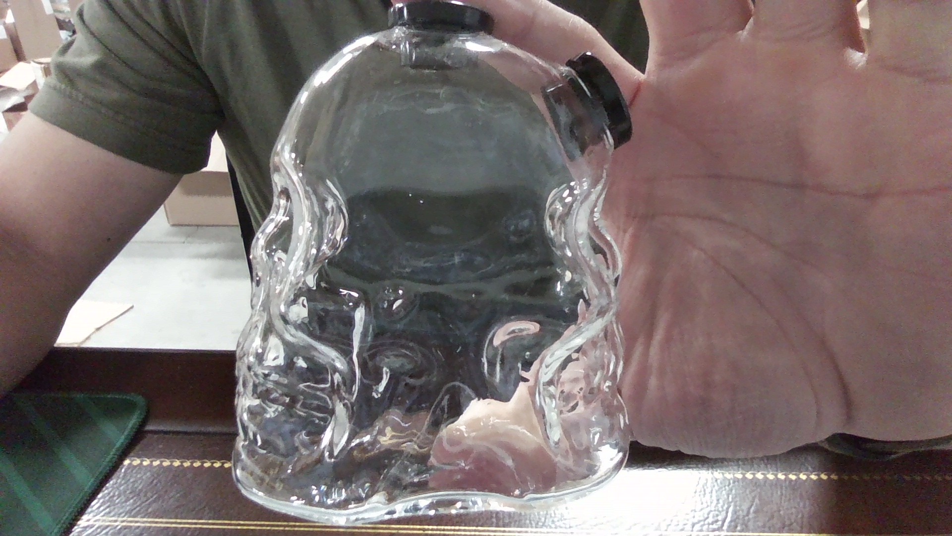 Water Piper Glass Two Face Skull- Clear