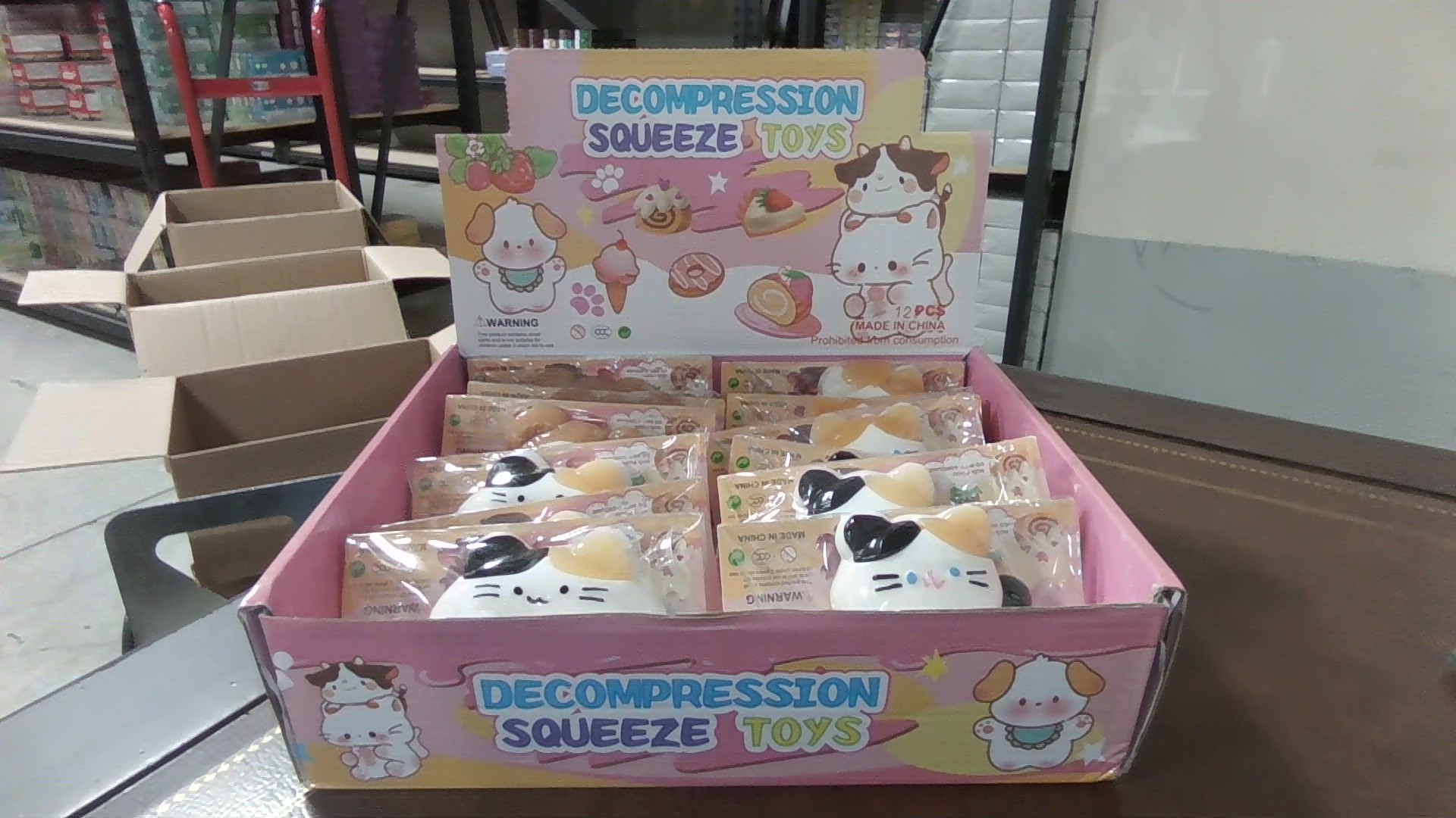 Squeeze Toy Display 12ct - Cats Bears & Donut Cats